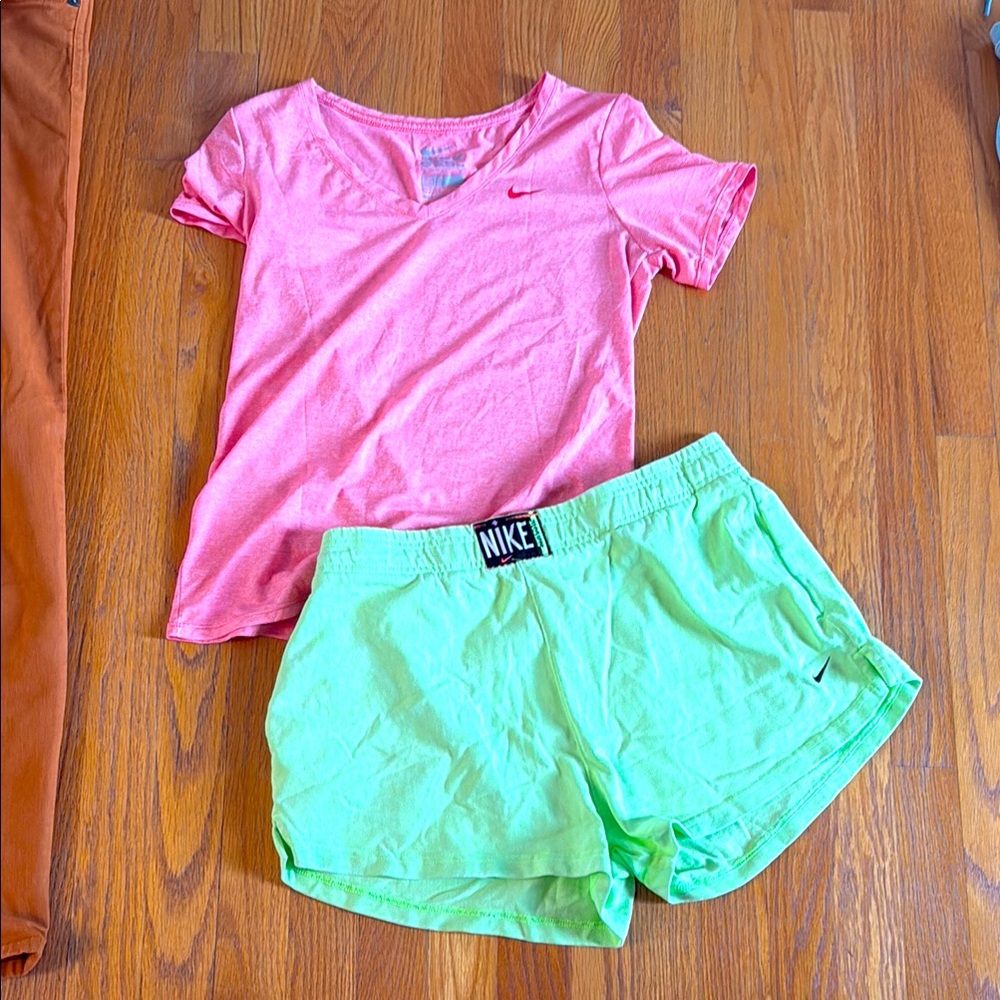 Awesome Nike Pink Tee and Green Short Bundle!!!